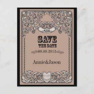 typography western country wedding save the date announcement postcard