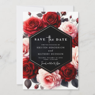 Typography Whimsical Crimson Red Wedding Save The Date