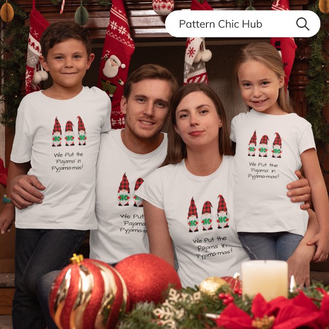 Typography White Modern Pajama Family Christmas  T-Shirt (Creator Uploaded)