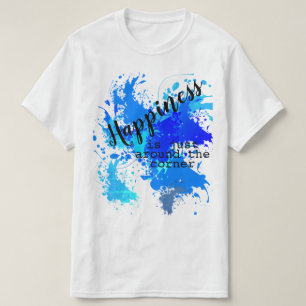 Typography with Happiness in Colour Splash T-Shirt
