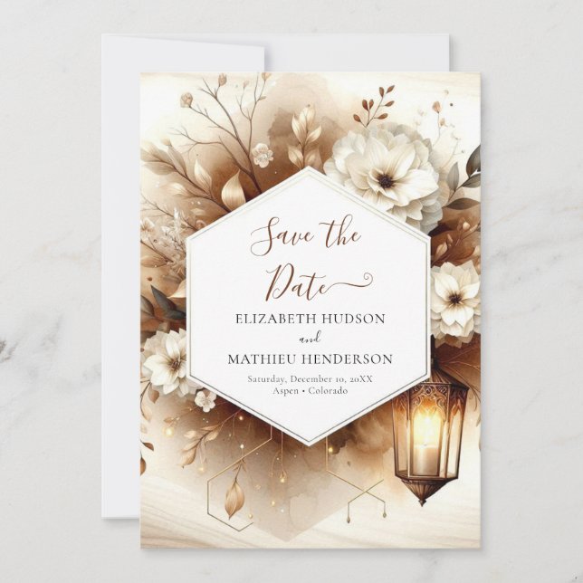  Typography wood rustic wedding Save The Date (Front)