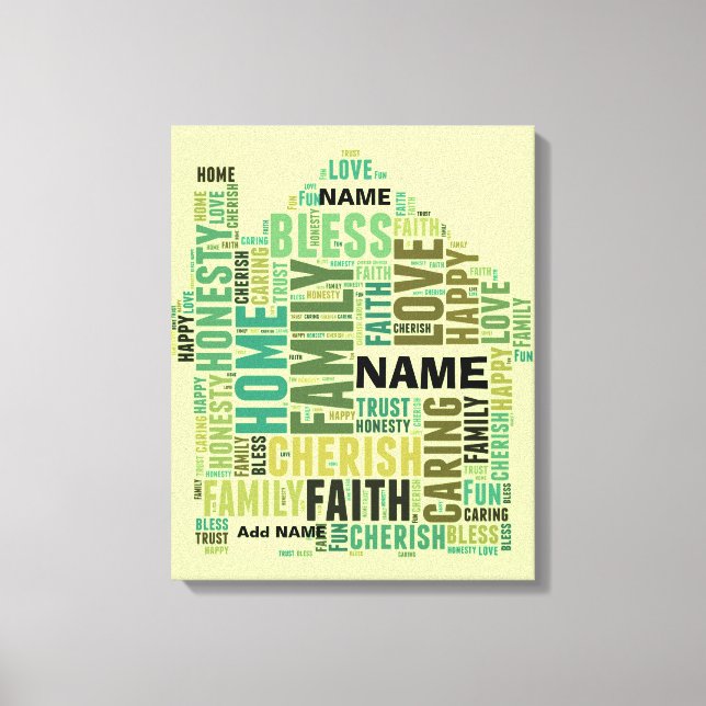 Typography Word Cloud Home Add Names to Customise Canvas Print (Front)