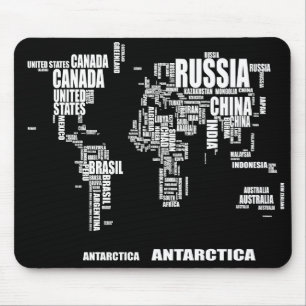 Typography World Map Mouse Mat