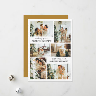 Typography Yellow Family Photo Collage Christmas Holiday Card