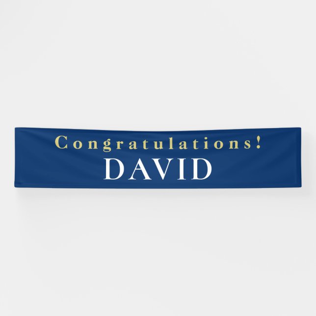 Typographyl Congratulations Name Blue Graduate Banner (Horizontal)