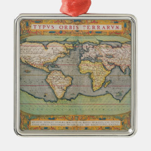 Typus Orbis Terrarum, map of the world Metal Tree Decoration