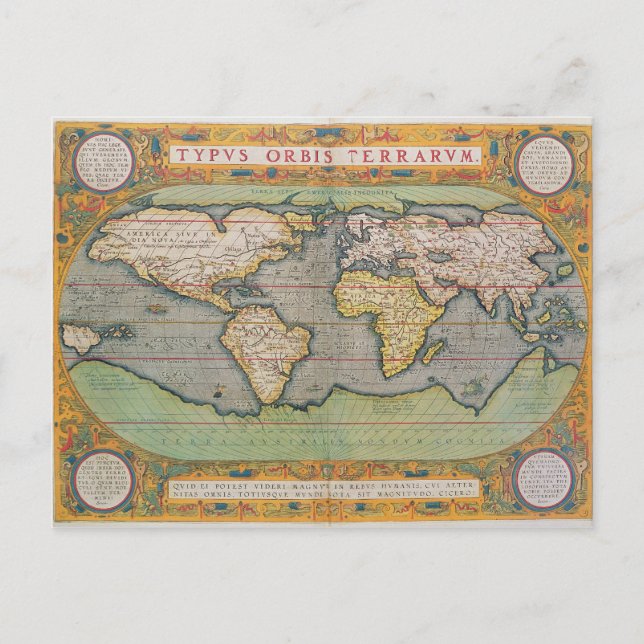 Typus Orbis Terrarum, map of the world Postcard (Front)