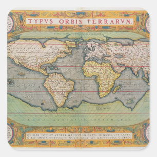 Typus Orbis Terrarum, map of the world Square Sticker