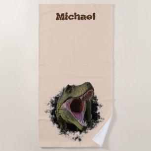 Tyrannosaurs T-rex Dinosaur Personalised  Name Beach Towel