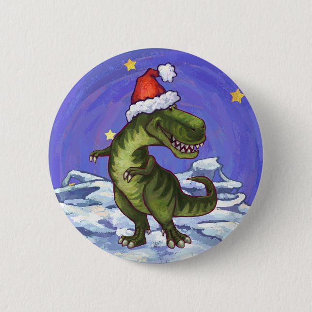 Tyrannosaurus Christmas 6 Cm Round Badge (Front)