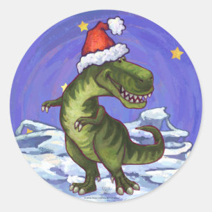 Tyrannosaurus Christmas Classic Round Sticker