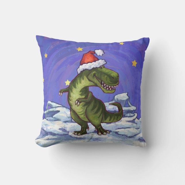 Tyrannosaurus Christmas Cushion (Front)
