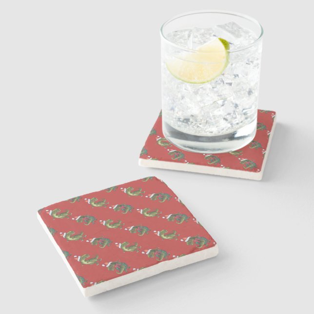 Tyrannosaurus Christmas Stone Coaster (Side)