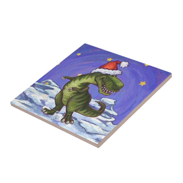 Tyrannosaurus Christmas Tile (Side)