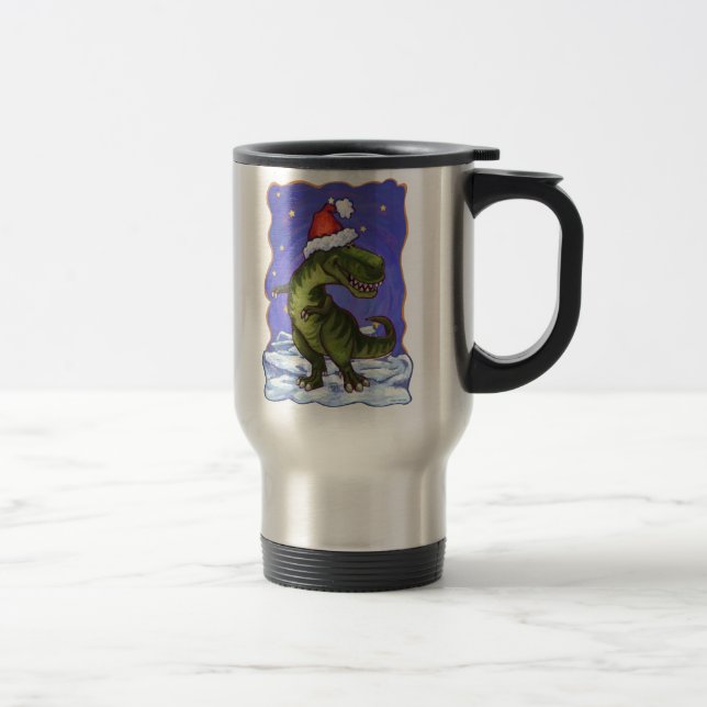 Tyrannosaurus Christmas Travel Mug (Right)