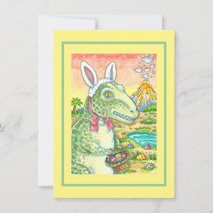 TYRANNOSAURUS, CUTE T-REX, EASTER BUNNY DINO Flat Holiday Card