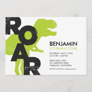 Tyrannosaurus Dinosaur Birthday Party Invitation