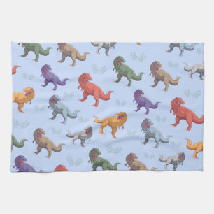 Tyrannosaurus Dinosaur dino Pattern Cute Summer Tea Towel