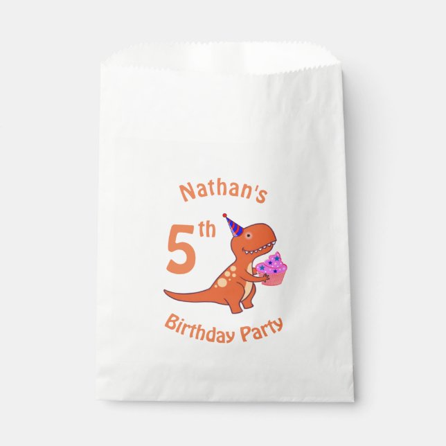 Tyrannosaurus Dinosaur Kids Birthday Favour Bags (Front)