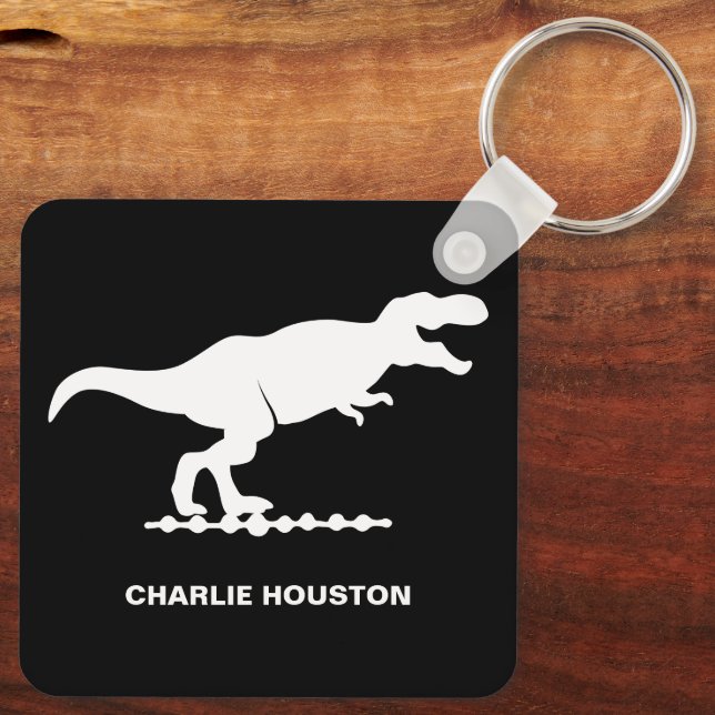 Tyrannosaurus Dinosaur Silhouette Keychain (Back)