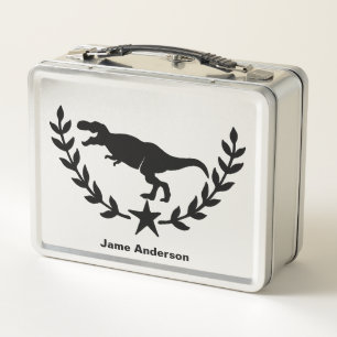 Tyrannosaurus Dinosaur Silhouette Metal Lunch Box