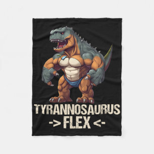 Tyrannosaurus Flex Fitness Gym Bodybuilding Funny Fleece Blanket