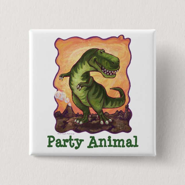 Tyrannosaurus Party Centre 15 Cm Square Badge (Front)