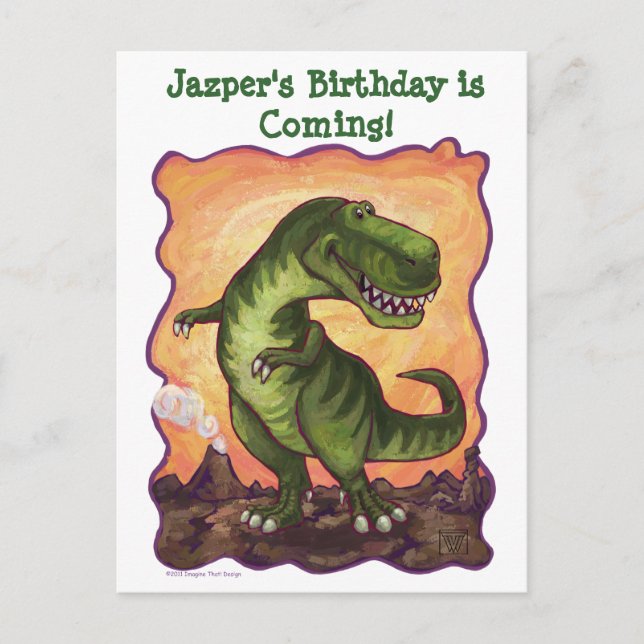Tyrannosaurus Party Centre Announcement Postcard (Front)