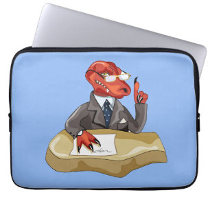 Tyrannosaurus Rex Boss Sitting At A Desk. 2 Laptop Sleeve