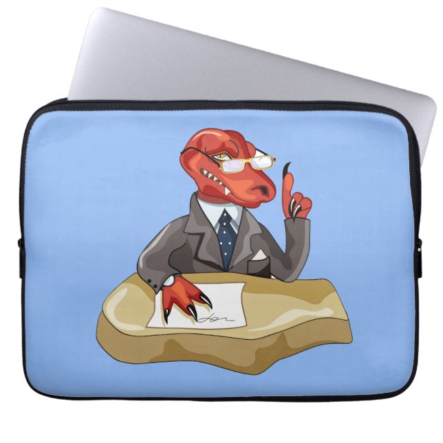Tyrannosaurus Rex Boss Sitting At A Desk. 2 Laptop Sleeve (Front)