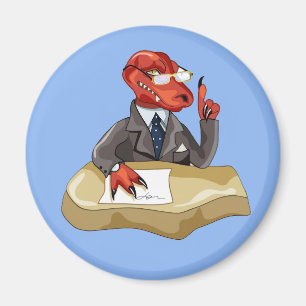 Tyrannosaurus Rex Boss Sitting At A Desk. 2 Magnet