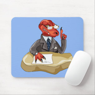 Tyrannosaurus Rex Boss Sitting At A Desk. 2 Mouse Mat