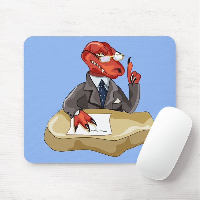 Tyrannosaurus Rex Boss Sitting At A Desk. 2 Mouse Mat (With Mouse)