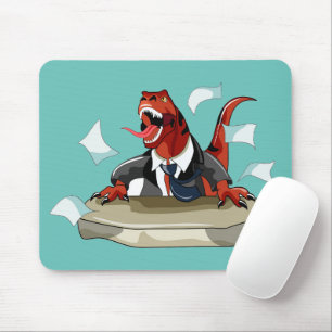 Tyrannosaurus Rex Boss Sitting At A Desk. Mouse Mat