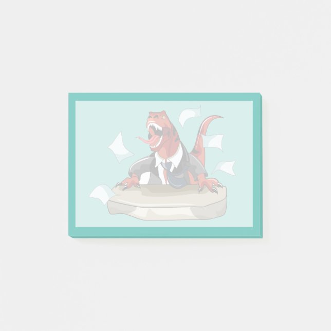 Tyrannosaurus Rex Boss Sitting At A Desk. Post-it Notes (Front)