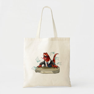 Tyrannosaurus Rex Boss Sitting At A Desk. Tote Bag