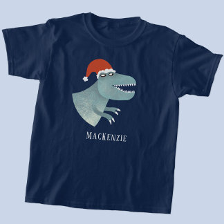 Tyrannosaurus Rex Christmas Santa Hat Personalised T-Shirt