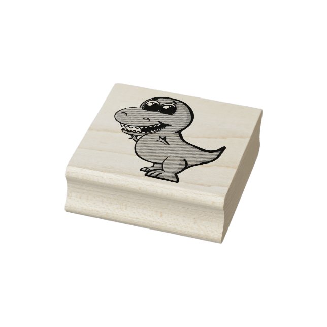 Tyrannosaurus Rex Cute Illustrated Red Dinosaur Rubber Stamp (Stamp)