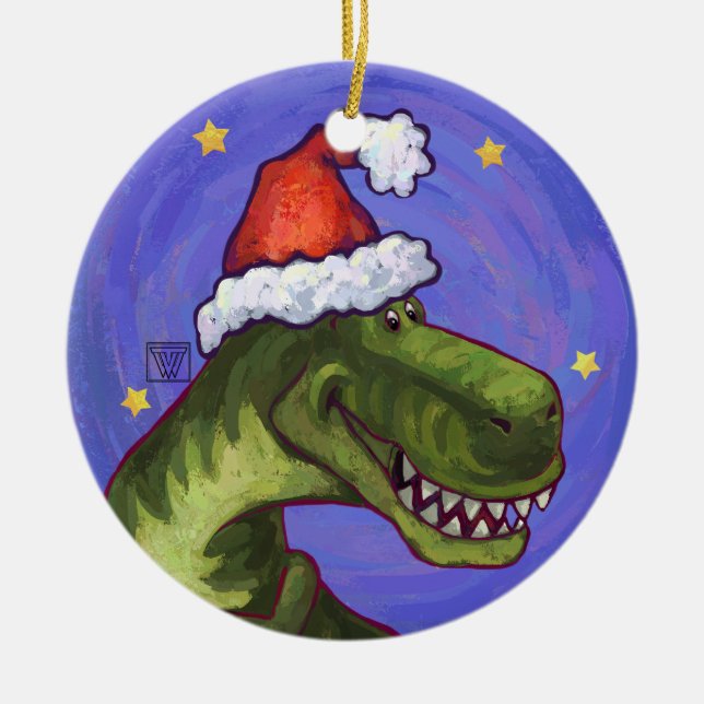 Tyrannosaurus Rex Dino Christmas Ornament (Front)