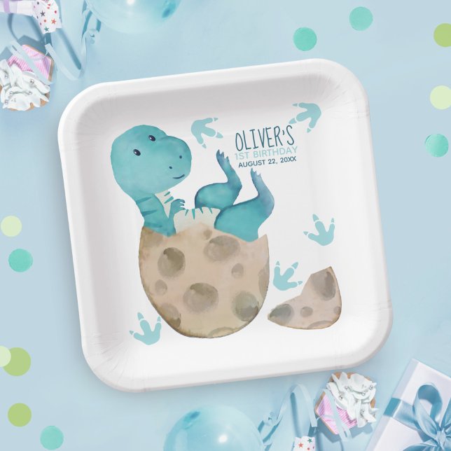Tyrannosaurus Rex Dinosaur Boy Birthday Party  Paper Plate (Creator Uploaded)