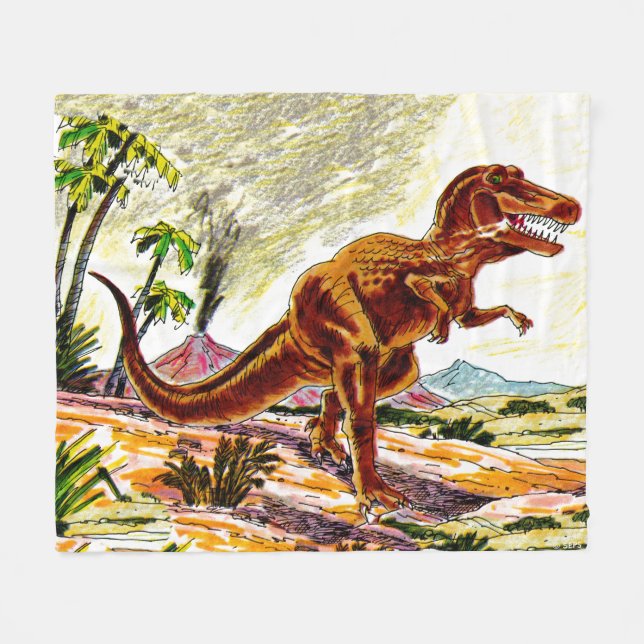 Tyrannosaurus Rex Dinosaur Fleece Blanket (Front (Horizontal))