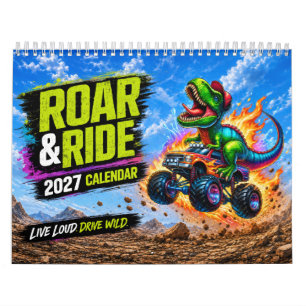 Tyrannosaurus Rex Dinosaur & Monster Truck 2027 Calendar