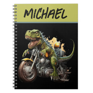 Tyrannosaurus Rex Dinosaur Riding a Motorcycle Notebook