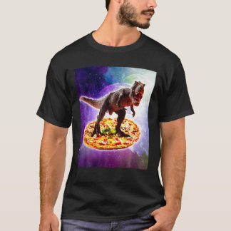 Tyrannosaurus Rex Dinosaur Riding Pizza In Space T T-Shirt