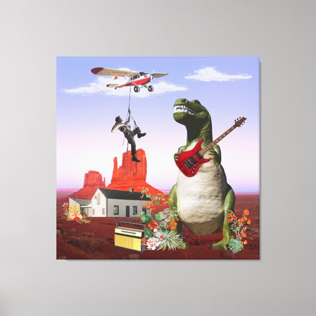 Tyrannosaurus Rex Dinosaur Rock & Roll Wall Art (Front)