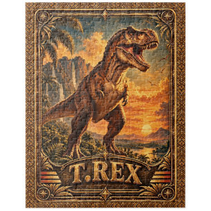 Tyrannosaurus Rex Dinosaur, Vintage Art Jigsaw Puzzle