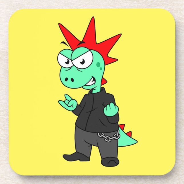 Tyrannosaurus Rex Dressed As A Punk. Coaster (Front)
