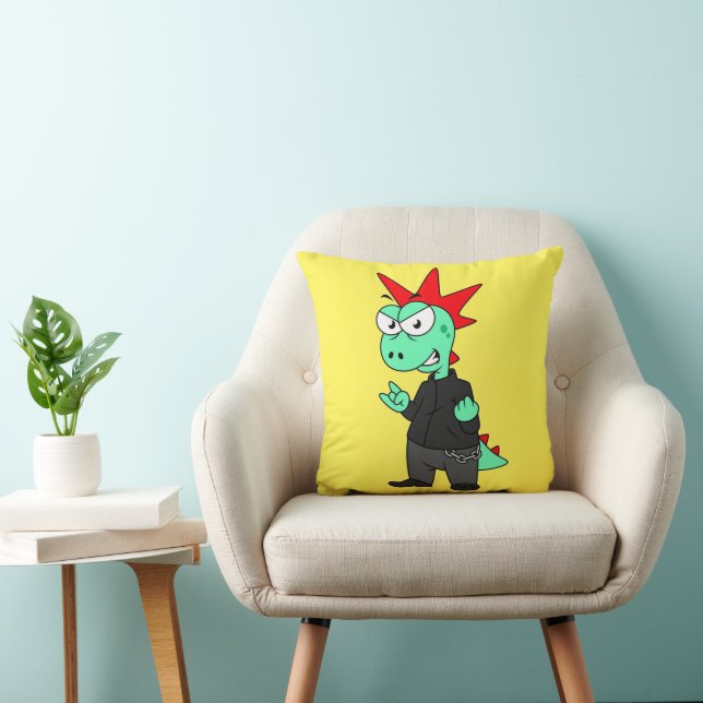 Tyrannosaurus Rex Dressed As A Punk. Cushion (Chair)