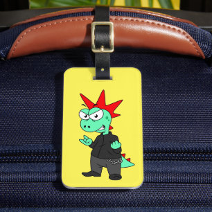 Tyrannosaurus Rex Dressed As A Punk. Luggage Tag