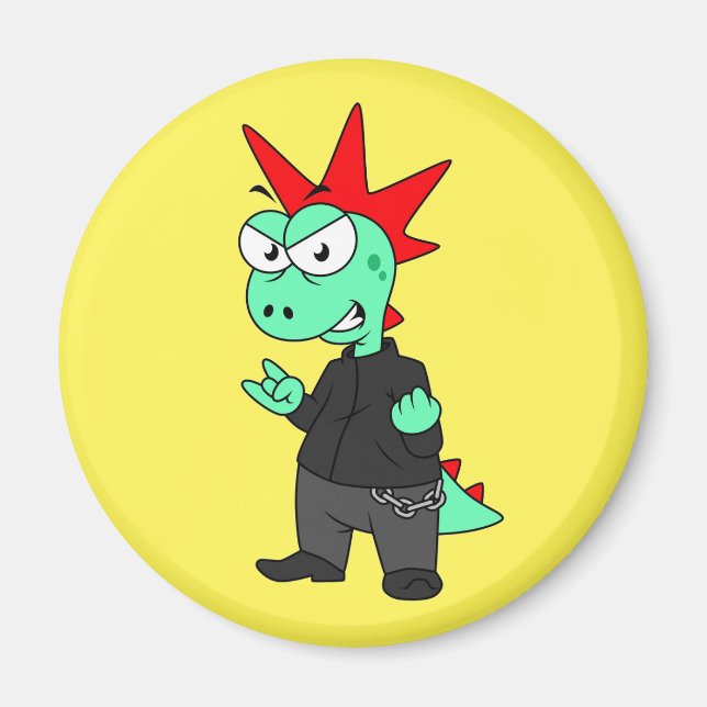 Tyrannosaurus Rex Dressed As A Punk. Magnet (Front)